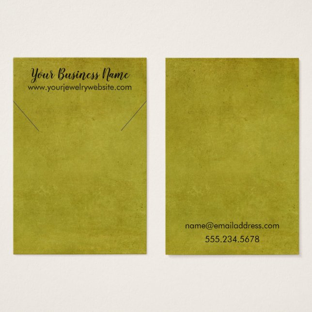 Yellow Vintage Grunge Necklace Holder Display Card (Front & Back)