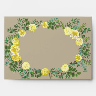 Yellow Vintage Rose Elegant Wedding Envelope