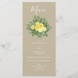Yellow Vintage Rose Elegant Wedding Menu