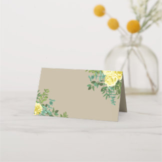 Yellow Vintage Rose Elegant Wedding Place Card