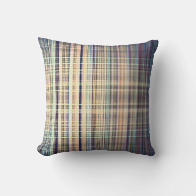 Yellow vintage rough stripes pattern throw pillow (Front)