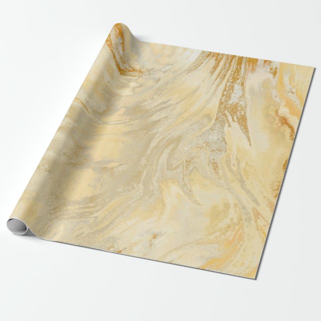 Yellow Vintage Tuscan Fluid Pour Wrapping Paper (Unrolled)
