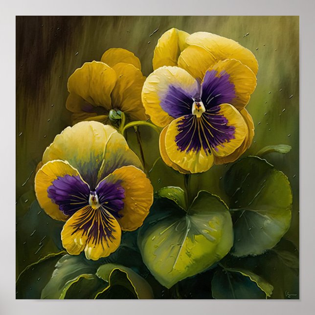 Yellow Violas Flower Art Print Poster (Front)