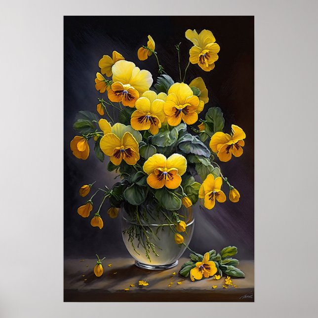 Yellow Violas Flower Art Print Poster (Front)