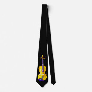 YELLOW VIOLIN-TIE-ON BLACK TIE