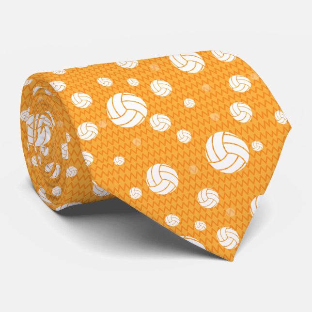 Yellow Volleyball Chevron Patterned Tie (Rolled)