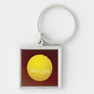 Yellow Volleyball Monogram Name Keychain