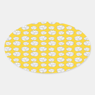 Yellow volleyballs pattern oval sticker