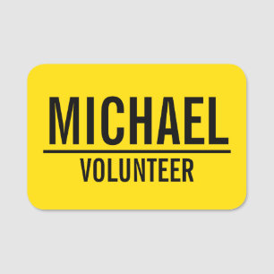 Yellow Volunteer Badge with Custom Name