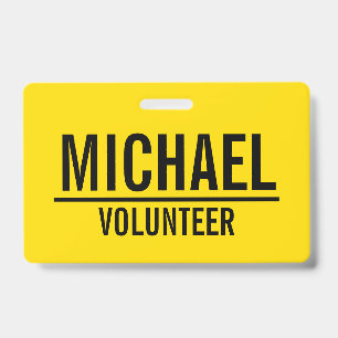Yellow Volunteer Badge with Custom Name