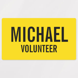 Yellow Volunteer Badge with Custom Name