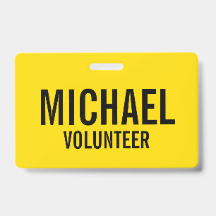 Yellow Volunteer Badge with Custom Name