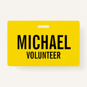 Yellow Volunteer Badge with Custom Name