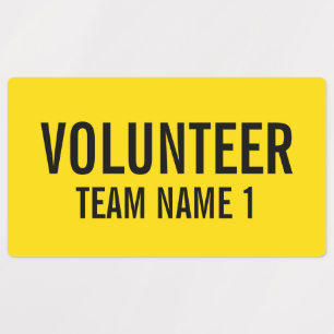 Yellow Volunteer Badge with Custom Team Name