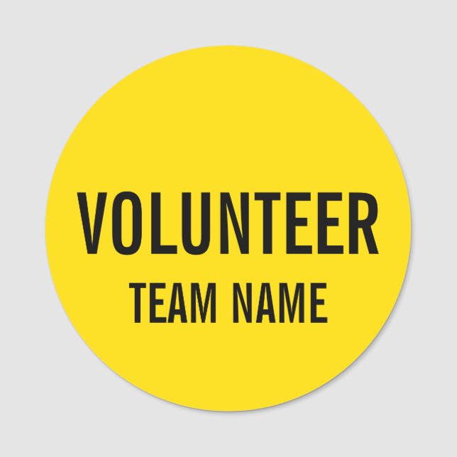 Yellow Volunteer Badge with Custom Team Name (Front)