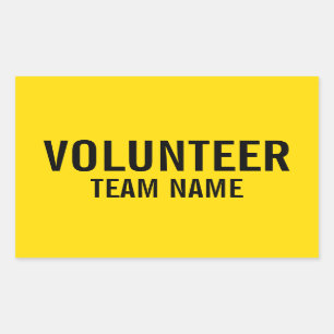 Yellow Volunteer Badge with Custom Team Name Sticker