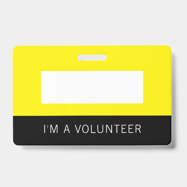 Yellow Volunteer Name Badge (Front)