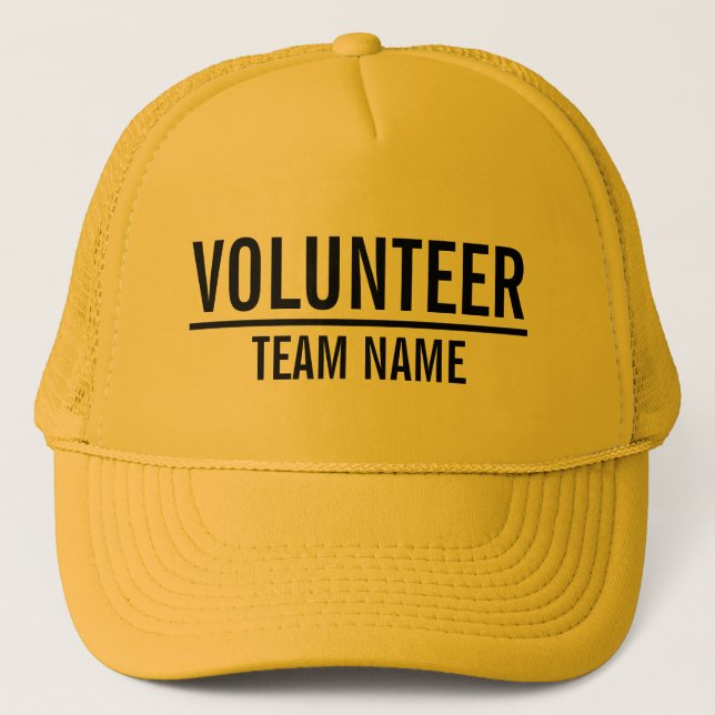 Yellow Volunteer with Custom Team Name Trucker Hat (Front)