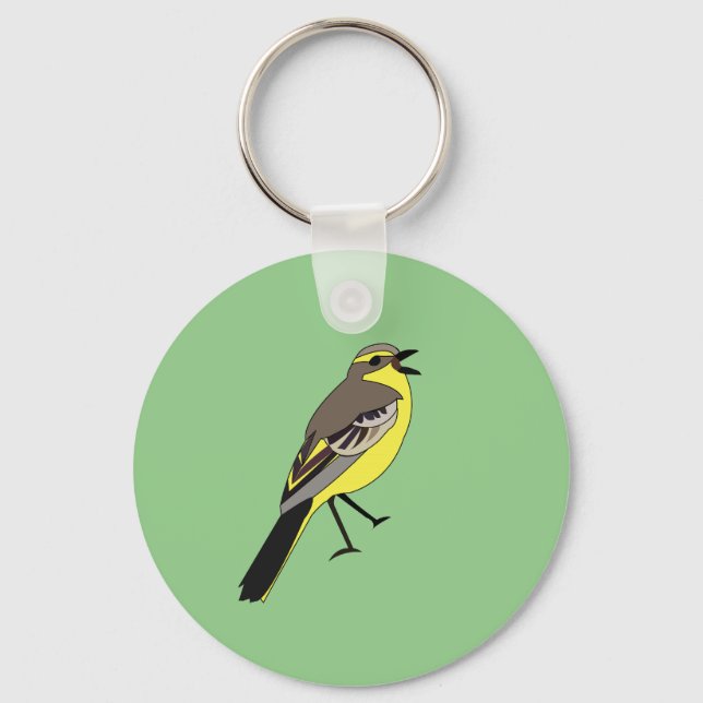 Yellow Wagtail Wild Bird Portrait Keychain (Front)