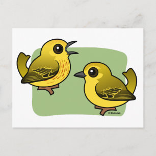 Yellow Warbler pair Postcard