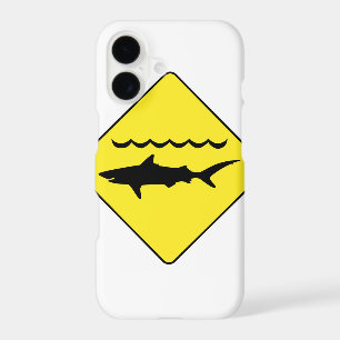 Yellow 'warning sharks' sign phone case