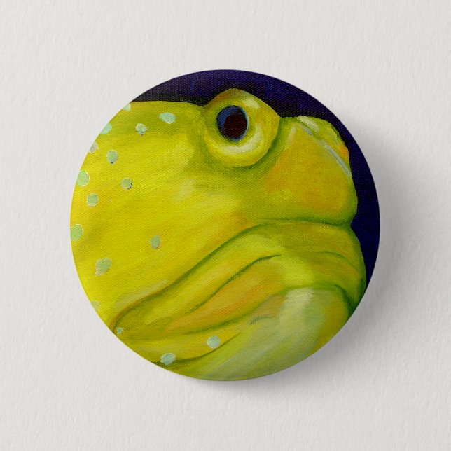 Yellow Watchman Goby Fish 2 Inch Round Button (Front)