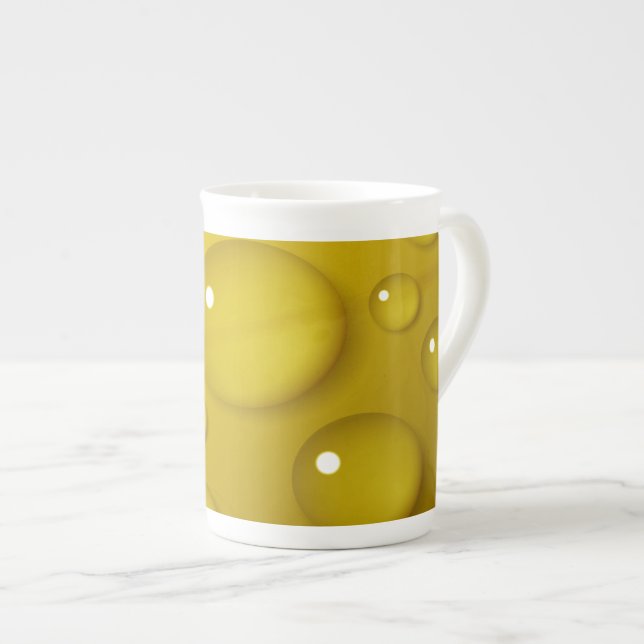 Yellow Water Drop Background Bone China Mug (Front Right)