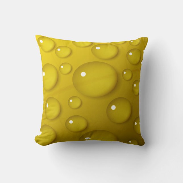 Yellow Water Drop Background Throw Pillow (Front)