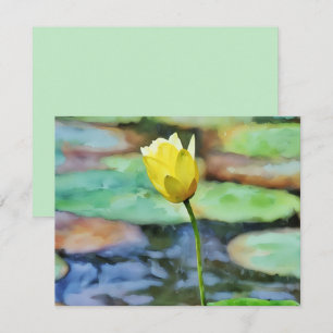 Yellow Water Lily Flower Art Note Card Set