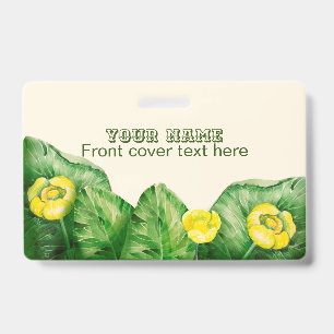 yellow water-lily watercolor badge