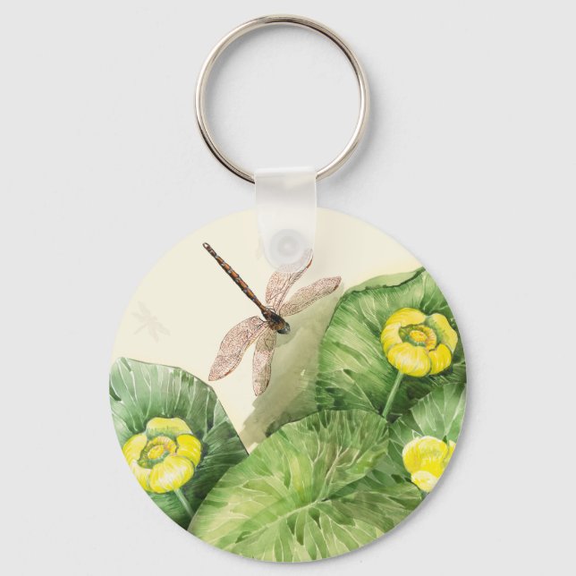 yellow water-lily watercolor keychain (Front)