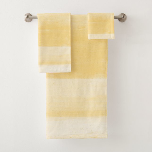 Yellow Watercolor Abstract Minimalism #1 #minimal  Bath Towel Set (Insitu)