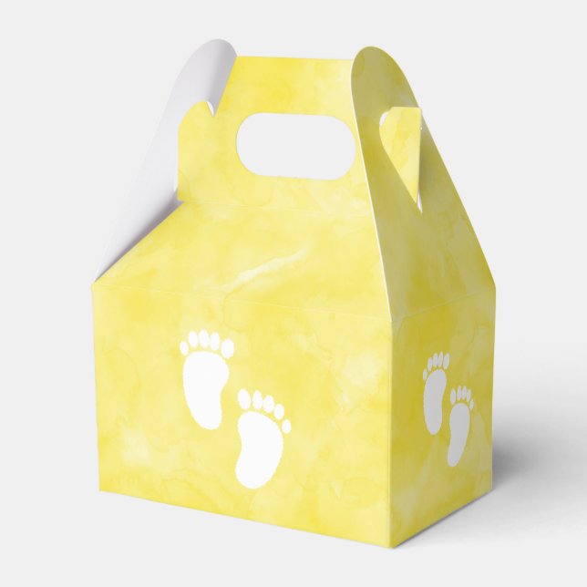 Yellow Watercolor Baby Shower Custom Favor Box (Front Side)