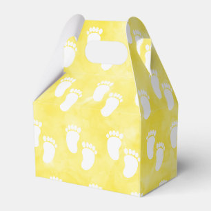 Yellow Watercolor Baby Shower Footprint Pattern Favor Box