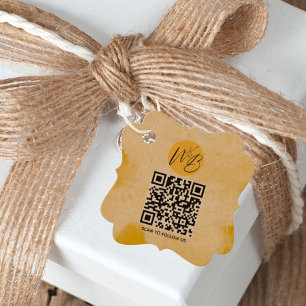Yellow Watercolor Business Qr Code Packaging Tags