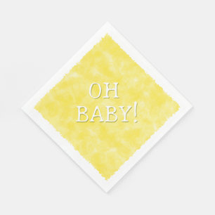 Yellow Watercolor Custom Text Baby Shower Oh Baby Napkin