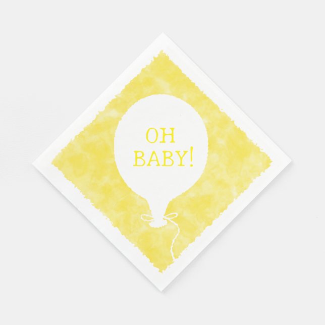 Yellow Watercolor Custom Text Baby Shower Oh Baby Napkin (Corner)