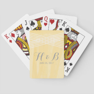 Yellow Watercolor Deco Wedding Playing Cards