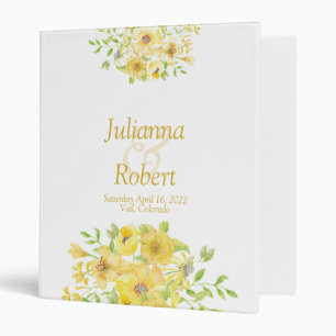 Yellow watercolor floral 3 ring binder