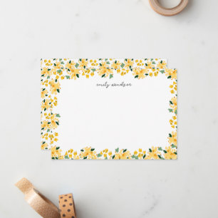 Yellow Watercolor Floral Garden Personalized Card