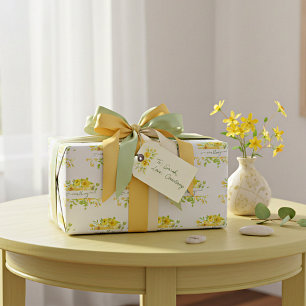 Yellow watercolor floral personalized   wrapping p paper