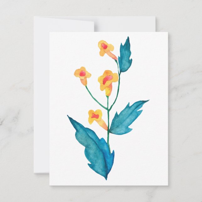 Yellow watercolor flower card (Front)