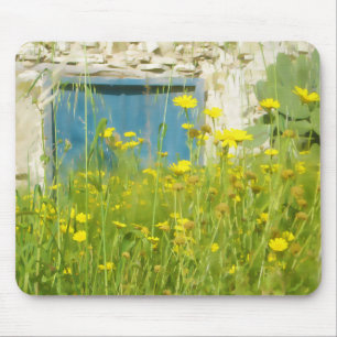 Yellow watercolor flowers mouse pad