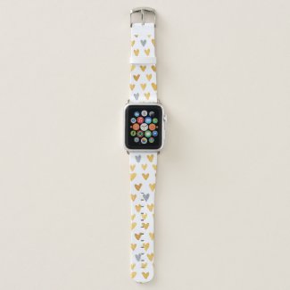 Yellow Watercolor Heart Pattern Apple Watch Band