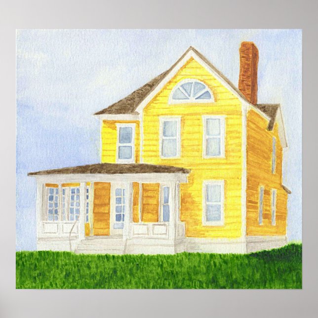 Yellow Watercolor House Poster (Front)