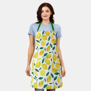 Yellow Watercolor Lemon Pattern Apron