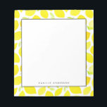 Yellow Watercolor Lemon Pattern Personalized Notepad<br><div class="desc">Customizable lemon notepad. It features a bright yellow lemon pattern. Personalize by adding names and other details This lemon pattern notepad is perfect as a gift.</div>