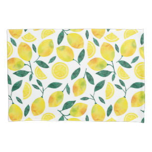 Yellow Watercolor Lemon Pattern Pillowcase