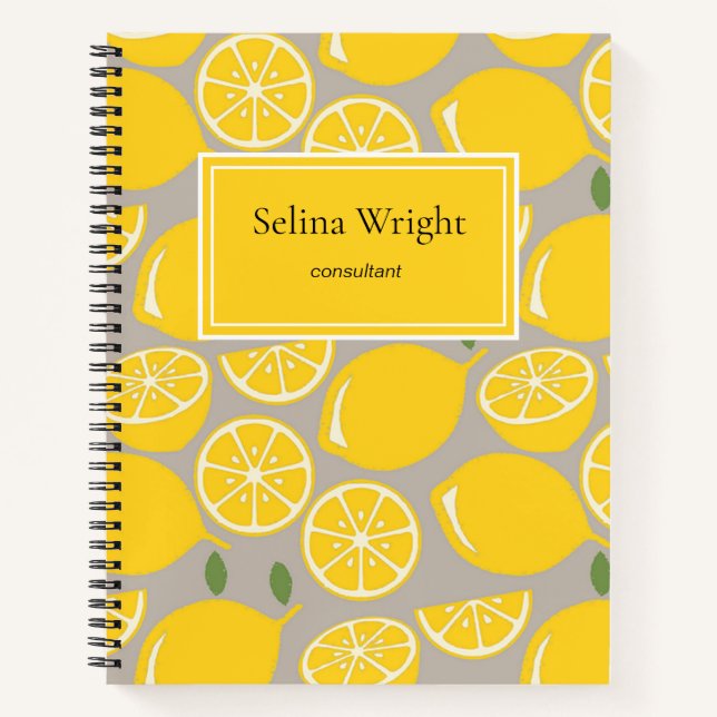 Yellow watercolor lemons pattern notebook (Front)