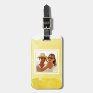 Yellow Watercolor Paint   Add your Name Luggage Tag